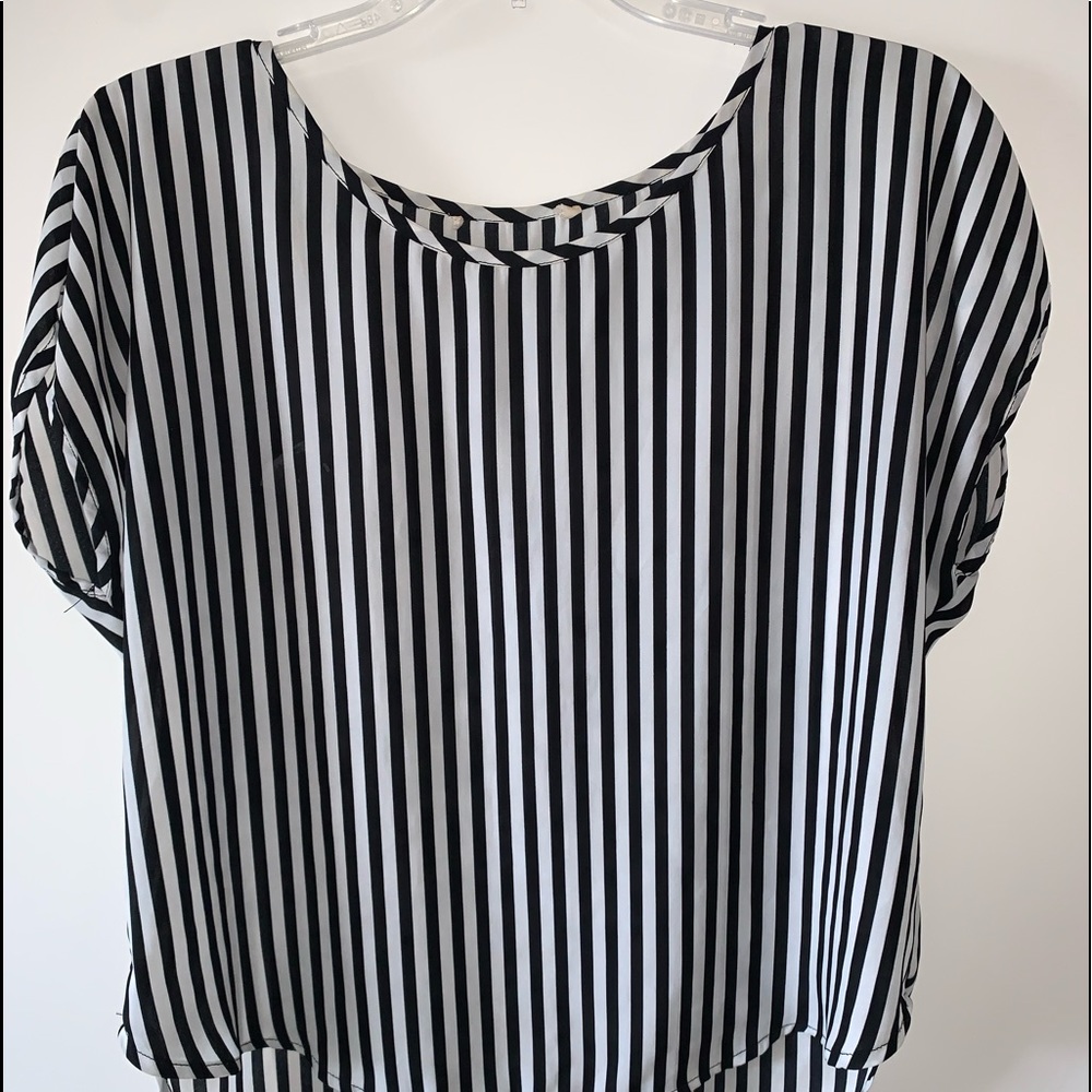 Black and white striped blouse. Size M
